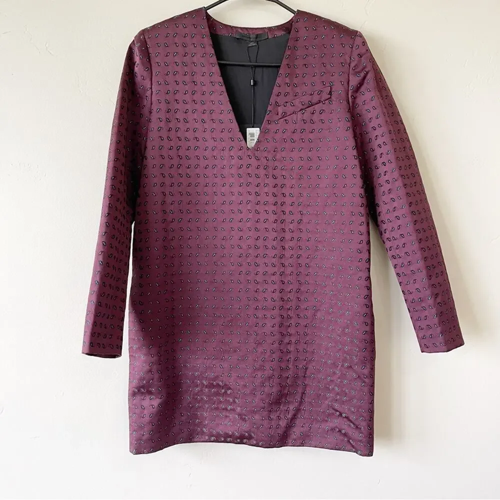 Alexander Wang Micro Paisley Tunic Silk-Blend Mini Dress 4 NWT Quiet Luxury FW13 - Picture 5 of 10
